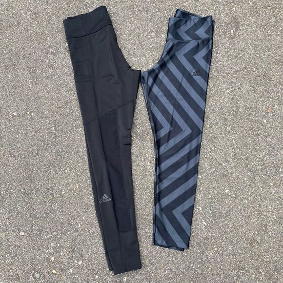 Adidas Black Leggings Activewear Performance Tight Mesh Cut Outs Women’s Medium - Picture 9 of 10